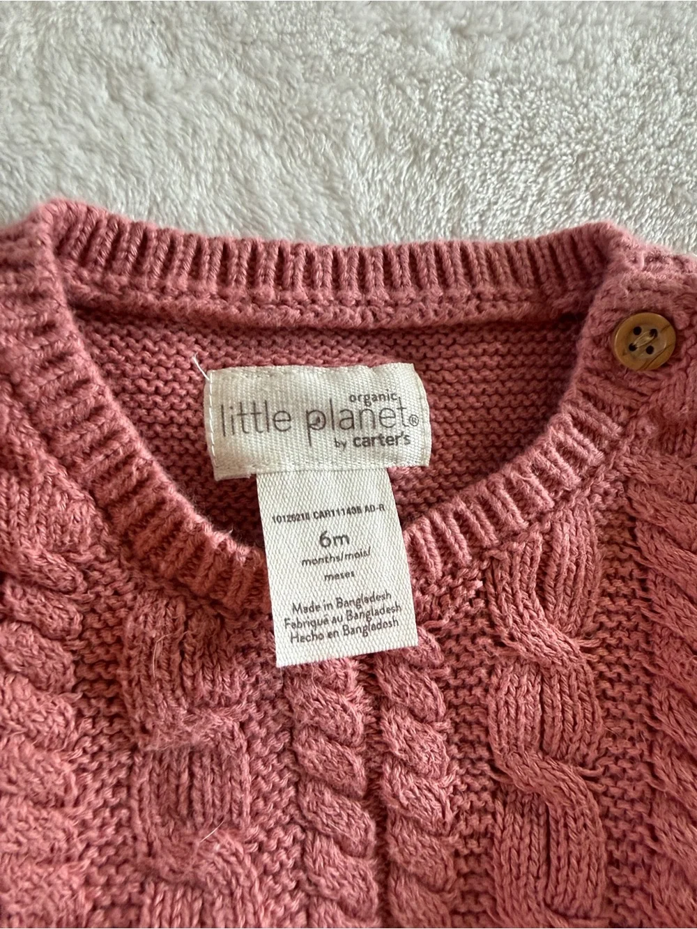 Little Planet Carter’s Organic Knit Sweater Set 6M Dusty Rose